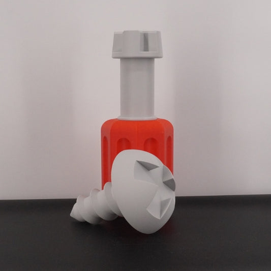 Lethal Company screw and screwdriver replica set displayed together showing the video game prop collection.