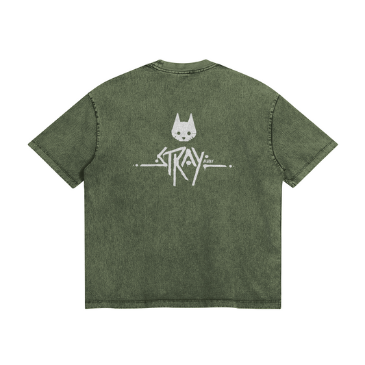 Green stone wash stray Tfromshirt