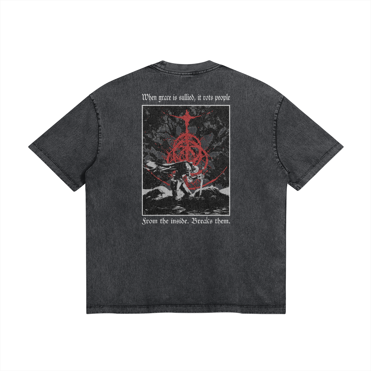 Grey Stone Wash Elden Ring T-shirt