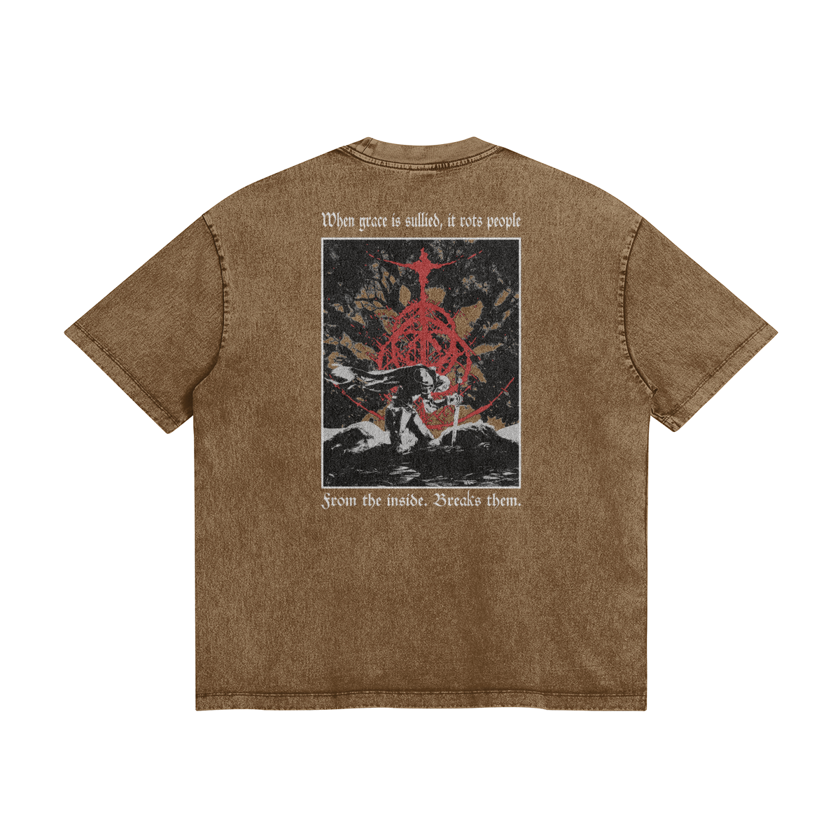 Brown Stone Wash Elden Ring T-shirt