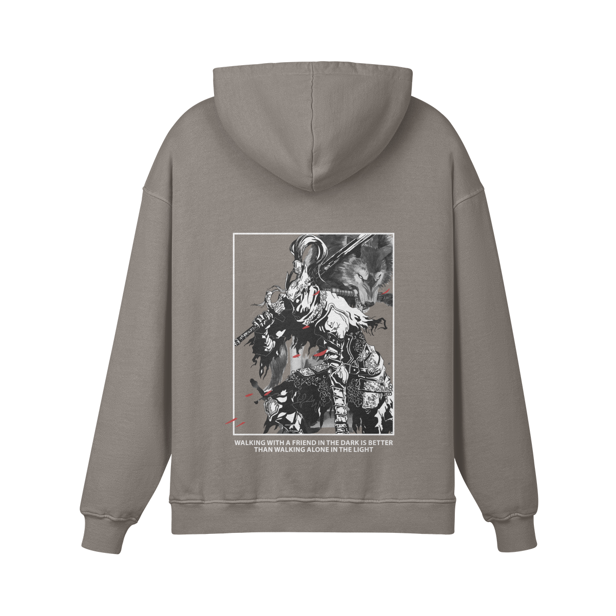 Light Grey Artorias and Sif Retro Hoodie