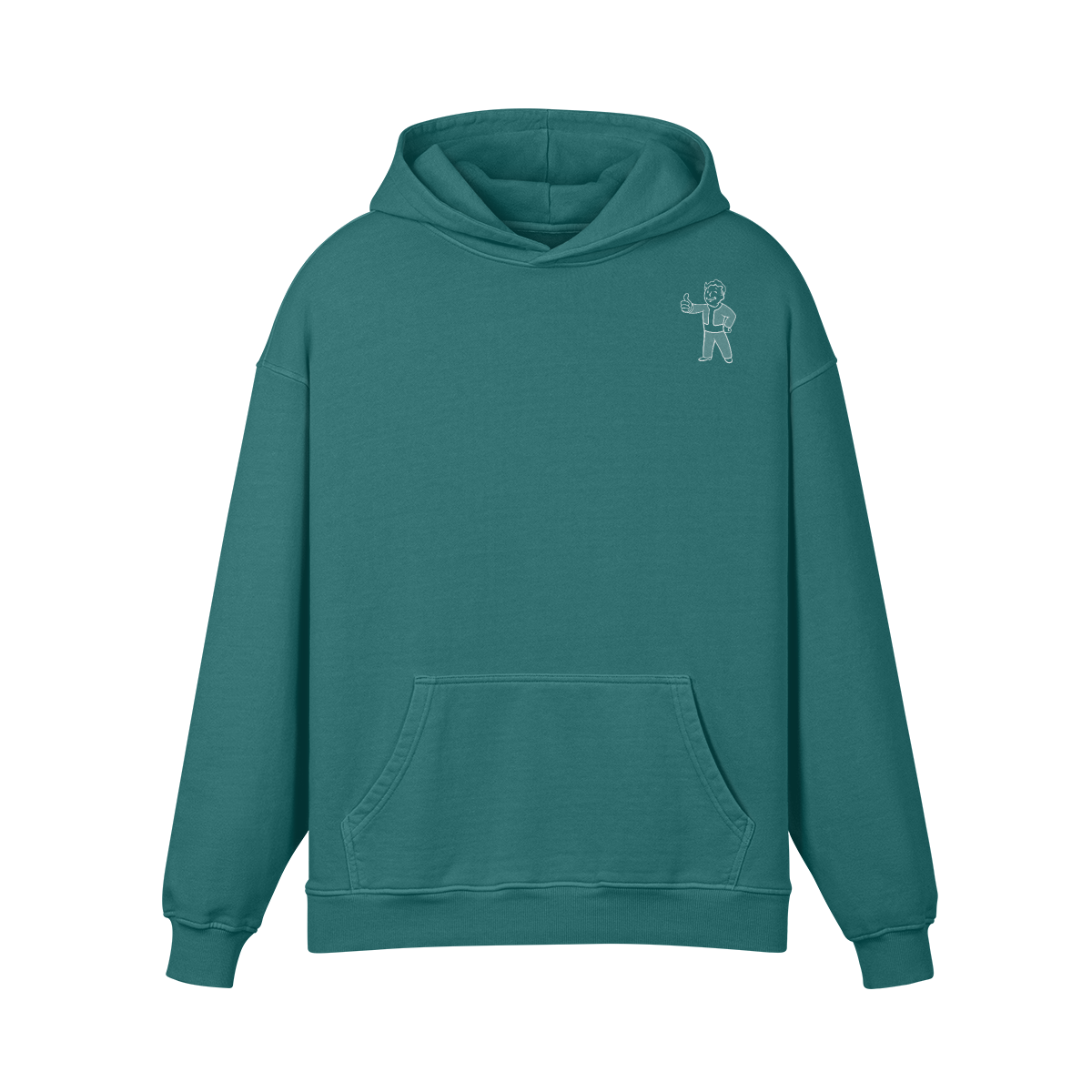 Turquoise Fallout Sweatshirt with Character on it