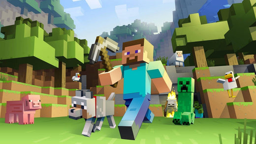 Minecraft steve walking with axe in his hand