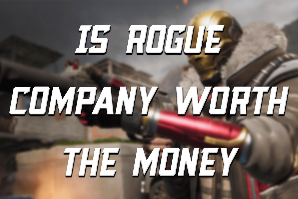 Rogue Company gameplay featuring a character aiming a weapon with large overlay text that reads “Is Rogue Company Worth the Money?”
