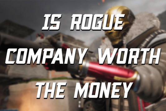 Rogue Company gameplay featuring a character aiming a weapon with large overlay text that reads “Is Rogue Company Worth the Money?”