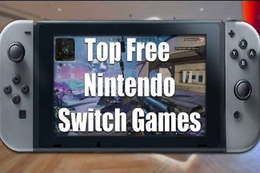 Top free Nintendo Switch games thumbnail featuring a Nintendo Switch console with gameplay on screen and bold centered white text reading “Top Free Nintendo Switch Games,” designed to highlight portable gaming and free-to-play titles
