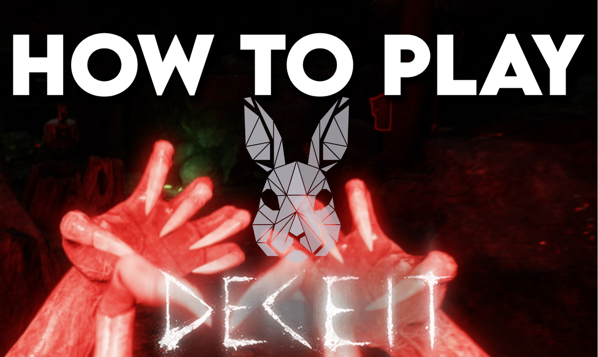 Dark Deceit gameplay scene with red lighting and bold “How to Play” text overlay.