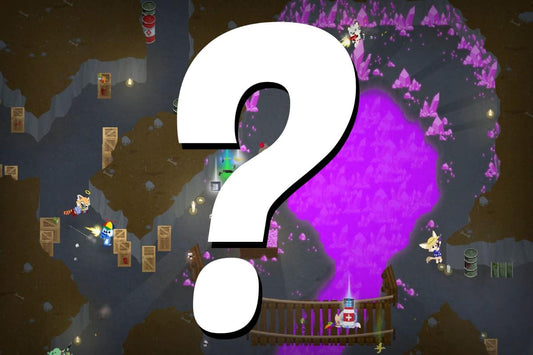 Super Animal Royale gameplay scene with a mystery element and vibrant crystal zone.