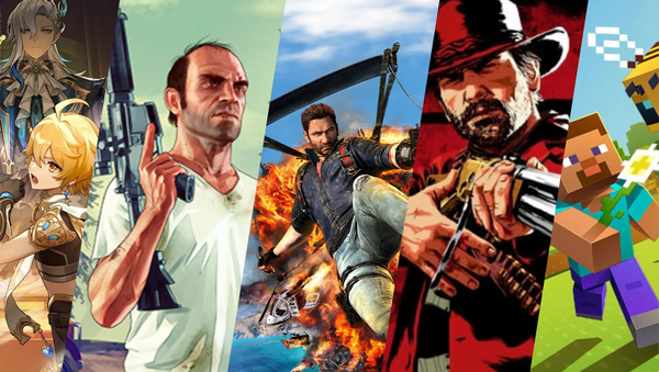 A collage of popular video game characters, including anime heroes, action protagonists, and blocky sandbox figures.