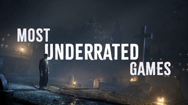 Underrated games thumbnail featuring a dark graveyard scene with a lone character and bold white text highlighting overlooked titles