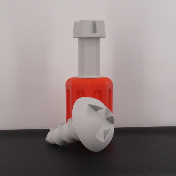 Lethal Company screw and screwdriver replica set displayed together showing the video game prop collection.