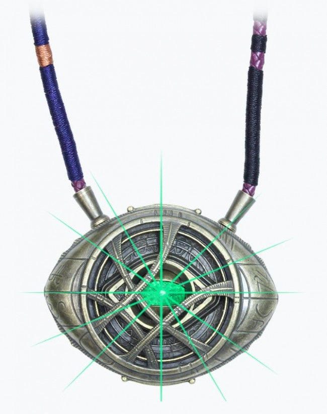 Eye of Agamotto necklace replica glowing green LED detail