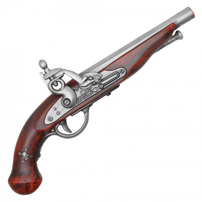 Flintlock Pistol Replica 14.5 X 6.5 silver and wood-look foam