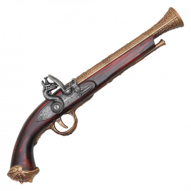 Flintlock Pistol Replica 15.25 X 5 antique brass and wood-look foam