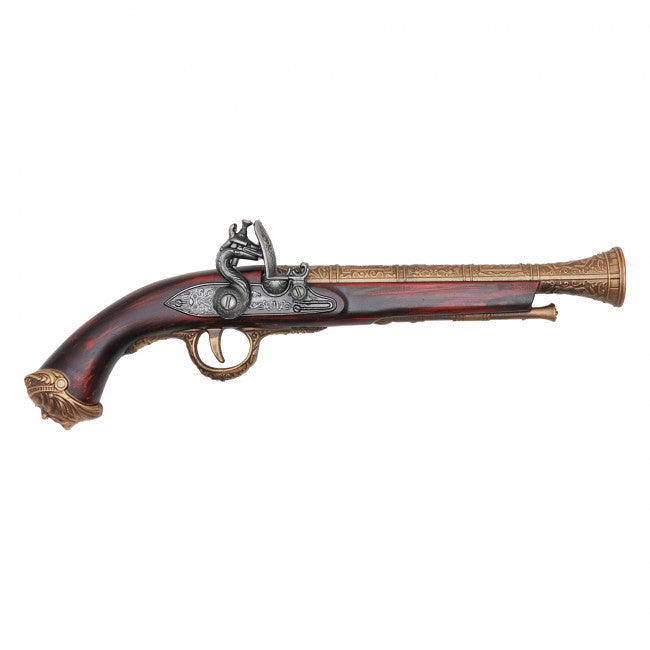 Flintlock Pistol Replica 15.25 X 5 antique brass, side view