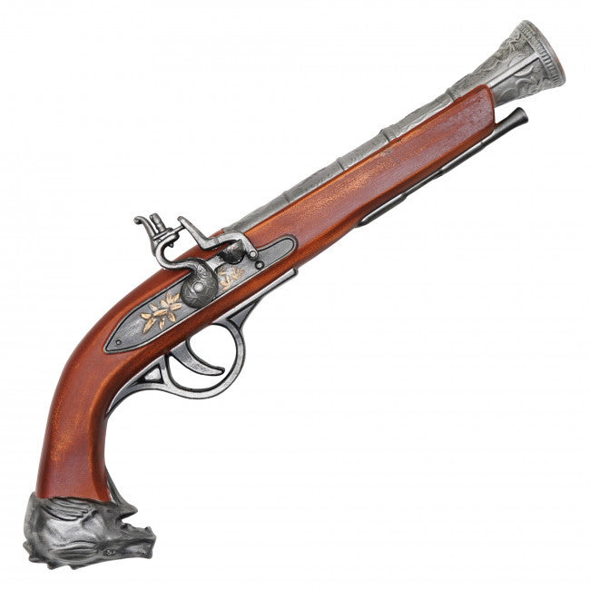 Flintlock Pistol Replica 14.5 X 6.25 silver and brown foam
